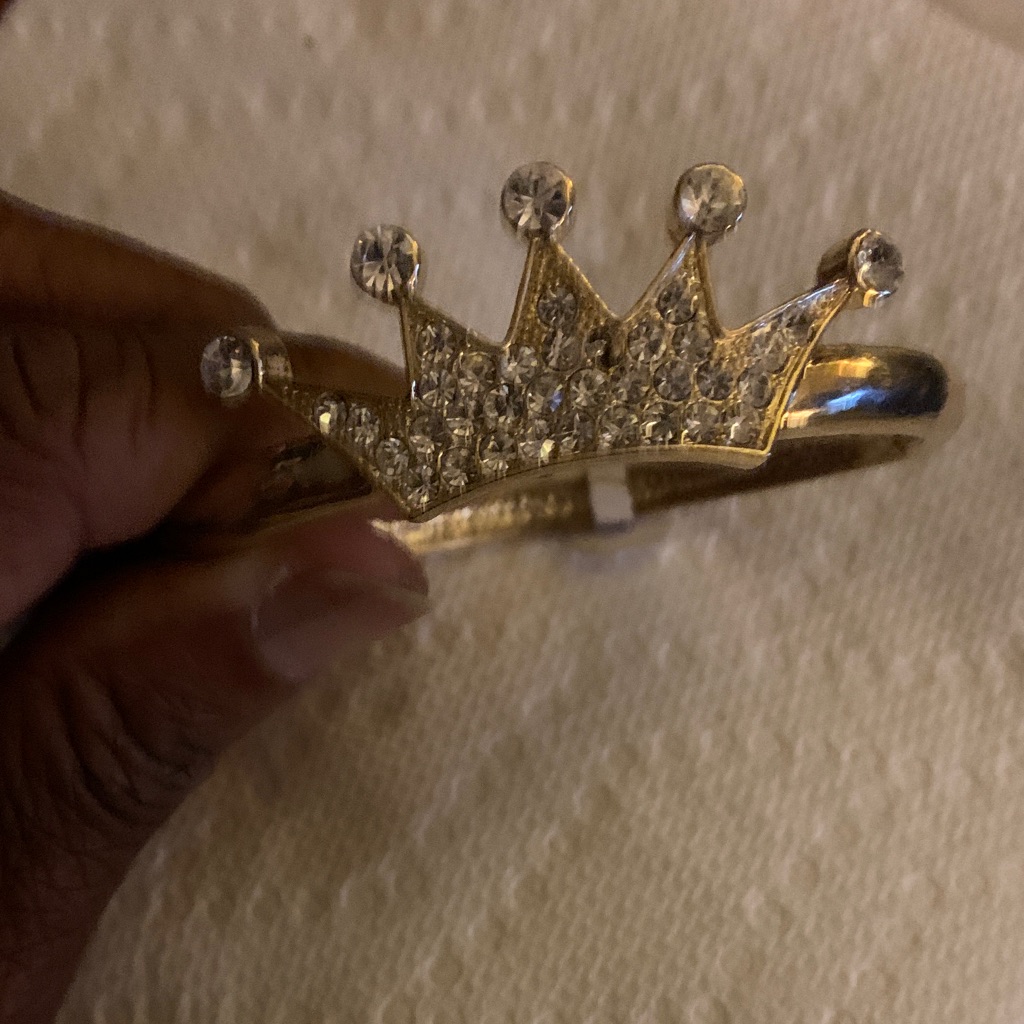 Gold Crown Bracelet With Crystals 12$